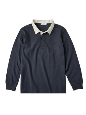Navy Classic Fit Jersey Tubular Rugby Cotton Shirt M TV